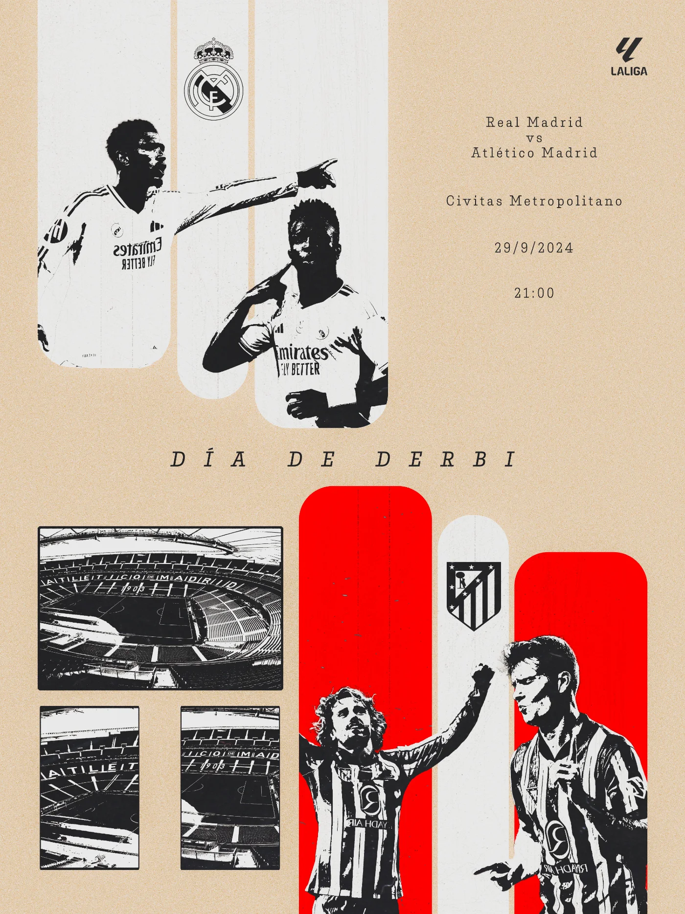 Cartel Día de derbi, Real Madrid vs Atlético de Madrid