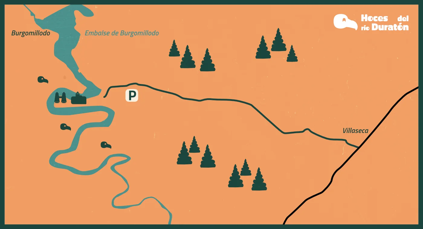 Mapa del parque con iconos y toponimia